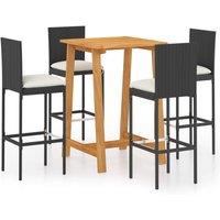 Berkfield Home 5 Piece Garden Bar Set with Cushions Poly Rattan Black