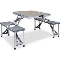 Berkfield Home Folding Camping Table with 4 Seats Steel Aluminium in Silver