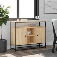 Berkfield Home Sideboard Sonoma Oak 100x35x80 cm Engineered Wood in Brown | Size: 100 x 35 x 80 cm