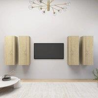 Berkfield Home TV Cabinets 4 pcs Sonoma Oak 30.5x30x90 cm Engineered Wood in Brown