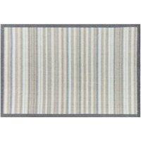 The Rug Shop UK Natural Cream Modern Striped Easy to Clean Mat | Size: 50 cm x 150 cm