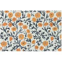 The Rug Shop UK Terracotta Modern Floral Easy to Clean Mat in White | Size: 50 cm x 150 cm