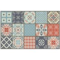 The Rug Shop UK Multi Modern Floral Geometric Easy to Clean Mat | Size: 50 cm x 150 cm