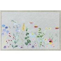 The Rug Shop UK Multi Modern Floral Easy to Clean Mat in Grey | Size: 50 cm x 150 cm