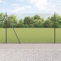 Berkfield Home Welded Wire Fence with 7 Flanged Posts Grey 1.5x10 m Steel