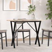 Berkfield Home Dining Table X-Frame 100x50x75 cm Solid Wood Pine & Steel in Brown | Size: 100 x 50 x 75 cm
