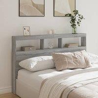 Berkfield Home Headboard Cabinet with LED Grey Sonoma 160x17x102 cm | Size: 160 x 17 x 102 cm