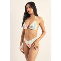 NastyGal Women's Ocean Embellished Triangle Bikini Set in Cream | Size: 10