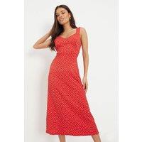 Dorothy Perkins Women's Petite Red Spot Strappy Jersey Midi Dress | Size: 8