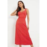 Dorothy Perkins Women's Petite Red Spot Strappy Jersey Midi Dress | Size: 12