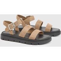 Good For the Sole Women's : Mara Faux Suede Strappy Footbed Sandals in Taupe | Size: 4