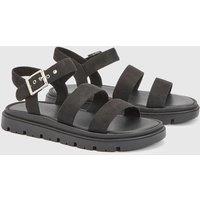 Good For the Sole Women's : Mara Faux Suede Strappy Footbed Sandals in Natural Black | Size: 8