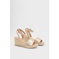 Dorothy Perkins Women's Rebekah Metallic Textile Peep Toe Espadrille Wedge Sandals in Gold | Size: 6