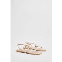 Dorothy Perkins Women's Silvie Faux Leather Strappy Flat Sandals in Beige | Size: 5