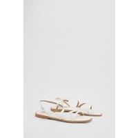 Dorothy Perkins Women's Silvie Faux Leather Strappy Flat Sandals in White | Size: 5