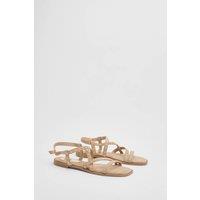 Dorothy Perkins Women's Ellis Faux Suede Studded Gladiator Flat Sandals in Beige | Size: 7