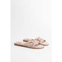 Dorothy Perkins Women's Kayla Faux Suede Studded Flat Sliders in Neutral | Size: 4