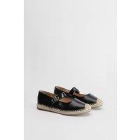 Dorothy Perkins Women's Maxine Faux Leather Mary Jane Espadrille Flats in Black | Size: 7