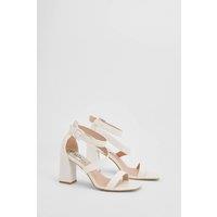 Faith Women's : Phoebe Strap Block High Heel Sandals in White | Size: 4