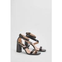 Faith Women's : Phoebe Strap Block High Heel Sandals in True Black | Size: 3