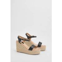 Faith Women's : Remie Open Toe High Espadrille Wedge Sandals in Black | Size: 3