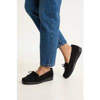 Good For the Sole Women's : Karis Faux Suede Comfort Tassle Loafers in Natural Black | Size: 4