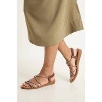 Good For the Sole Women's : Tippie Diamante Trim Comfort Flat Sandals in Brown | Size: 7