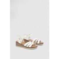 Good For the Sole Women's : Angela Flexisole Faux Leather Platform Wedge Sandals in White | Size: 8