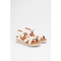 Good For the Sole Women's : Millie Flexisole Faux Leather Cross Strap Platform Sandals in White | Size: 3
