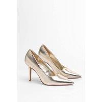 Dorothy Perkins Women's Sidnie Faux Leather Stiletto High Heeled Court Shoes in Gold | Size: 8