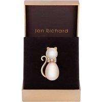 Jon Richard Women's Rose Gold Pink Crystal Cat Brooch - Gift Boxed