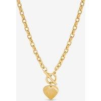Inicio Women's Gold Plated Diamond Cut Heart T-Bar Necklace - Gift Pouch