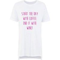 60 SECOND MAKEOVER Women's Start The Day With Coffee End It With Wine Nightie in White | Size: Large