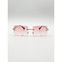 SVNX Women's Frameless Square Sunglasses in Pink