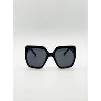 SVNX Women's Oversized Cateye Sunglasses with Diamante Detail in Black