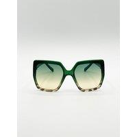 SVNX Women's Oversized Cateye Sunglasses with Diamante Detail in Green