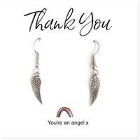 Aye Do Gifts Women's Angel Wing Earrings on Rainbow Thank You & Gift Card in Silver