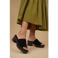 Oasis Women's Henrie Faux Suede High Heeled Mule Sandals in Black | Size: 5