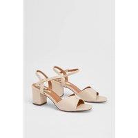 Dorothy Perkins Women's Good For The Sole: Keely Block Heel Faux Leather Ankle Strap Sandals in Off-White | Size: 7