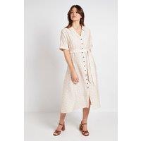 Wallis Women's Polka Dot Short Sleeve Shirt Dress in Stone | Size: 18