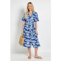 Wallis Women's Petite Paisley Short Sleeve Shirt Dress in Blue | Size: 18