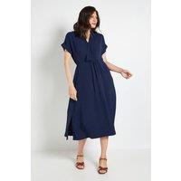 Wallis Women's Woven Collar Midi Dress in Navy | Size: 14