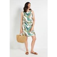 Wallis Women's Leaf Print Belted Shift Dress in Green | Size: 16