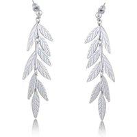 BIG METAL LONDON Women's FREAYA LONG LEAF DANGLE EARRINGS in Silver | Size: 7 cm