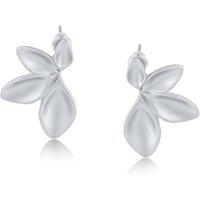 BIG METAL LONDON Women's FREYA FAN LEAF EARRINGS in Silver | Size: 3 cm