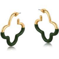 BIG METAL LONDON Women's JOSEPHINE FLORAL SHAPE METAL EARRINGS in Green | Size: 3 cm