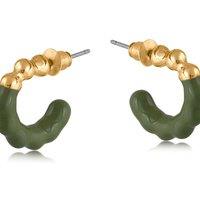 BIG METAL LONDON Women's JAMELIA TWO TINE ENAMELLED HOOP EARRINGS in Green | Size: 2 cm