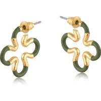 BIG METAL LONDON Women's SOPHIA SQUIGGLE TWO TONE ENAMELLED EARRINGS in Green | Size: 2 cm