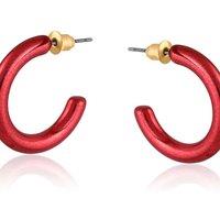 BIG METAL LONDON Women's NADEZHDA HOOP EARRINGS in Red | Size: 2 cm