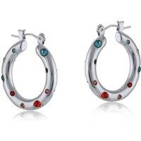 BIG METAL LONDON Women's MARIANNE RAINBOW ENCRUSTED STAINLESS STEEL EARRINGS in Silver | Size: 2 cm